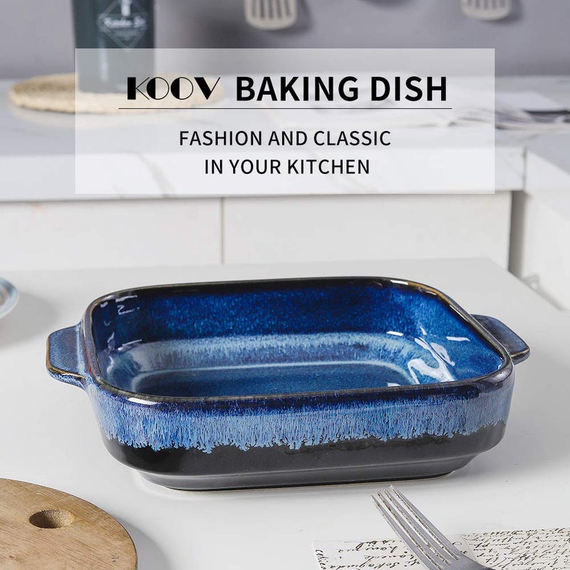KOOV Ceramic Bakeware  8x8 Baking Dish  Square Baking Pan  Ceramic Baking Dish  Brownie Pans for Cake Dinner  Kitchen  Reactive Glaze (Nebula Blue) - Image 2